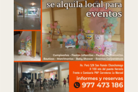 SE ALQUILA LOCAL DE RECEPCIONES