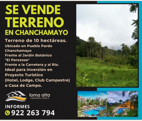 Se Vende Terreno en Chanchamayo